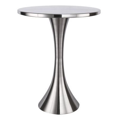 Brushed Nickel Metal Indoor Contemporary Accent Table, Spun Model, 19x19x24 Inches, 13.5 Lbs, 50 Lbs Weight Capacity, Assembly Required Table In Metal, 19 Inches Deep, 24 Tall, Limit, Needed