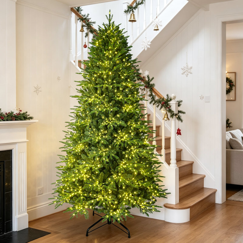 Arbre de Noël artificiel vert pré-éclairé pré-éclairé, 9' H
