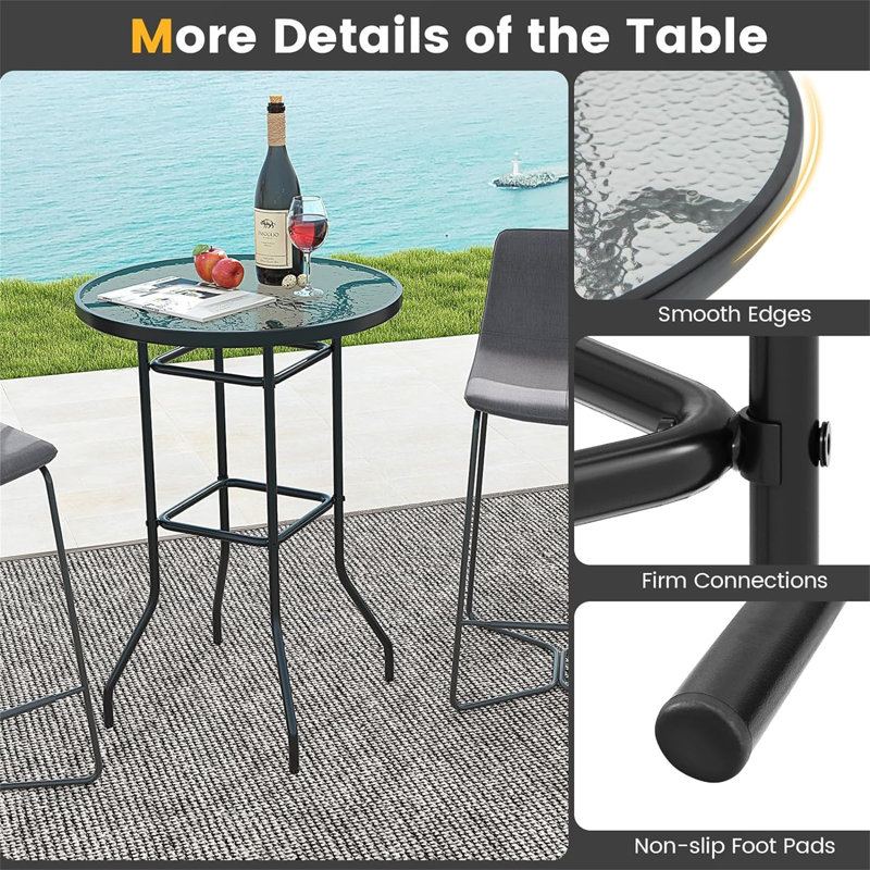 Caelean 2 - Person Metal Patio Dining Set with Round Table