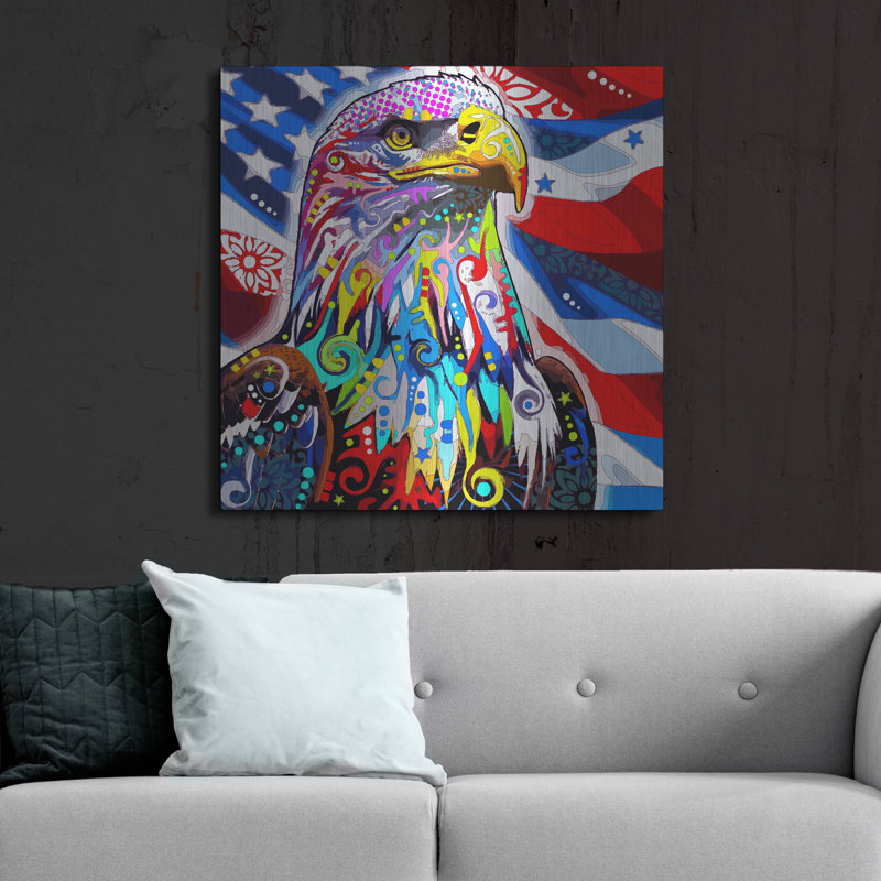 «Bald Eagle» par Dean Russo, art mural en métal, H 36 po x l 36 po