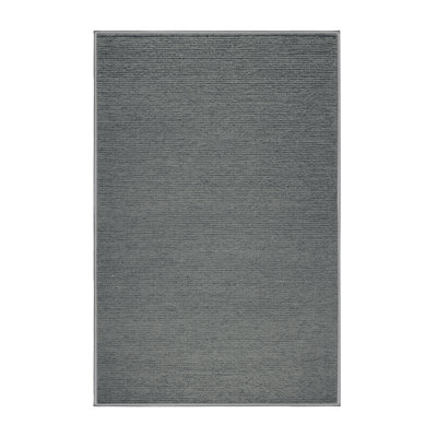 Machine Washable Solid Grey Area Rug