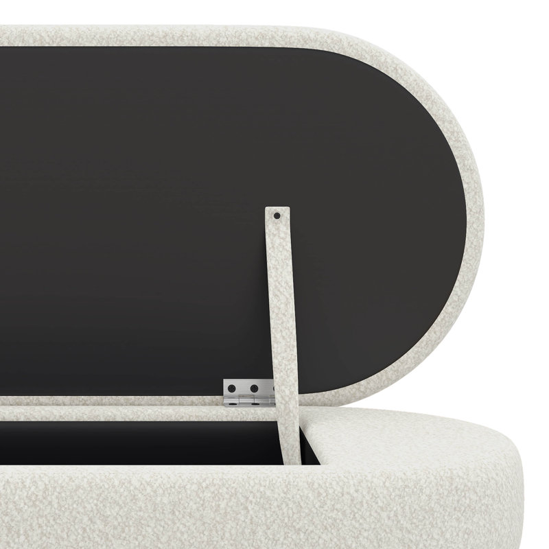 Lit plateforme tapissier en forme de fleur avec repose-pieds Sherpa Witcomb, Simple, Blanc