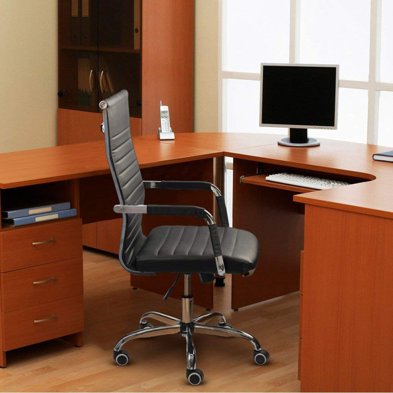 Chaise de conférence nervurée à dossier moyen Renda, Gris