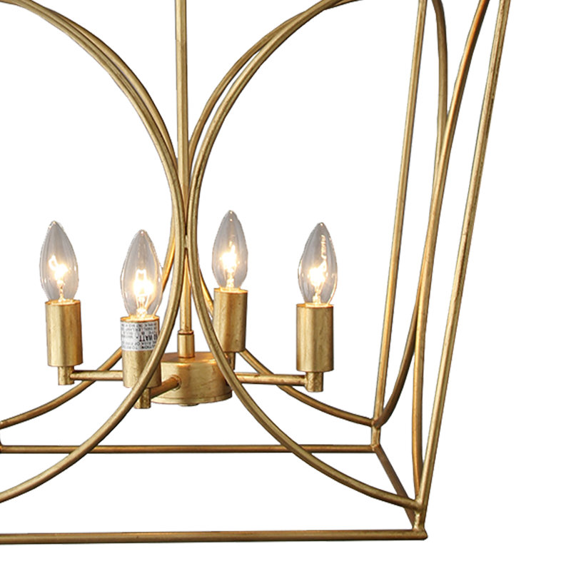 Lustre en cage 4 lumières à finition dorée, Or