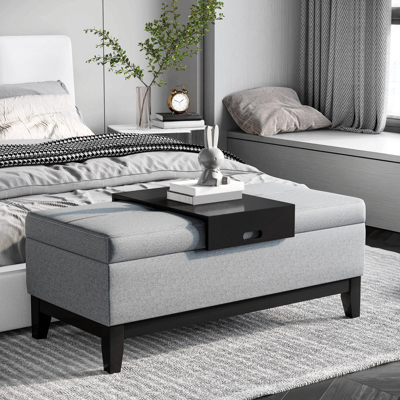 Nico Upholstered Ottoman, Light Gray