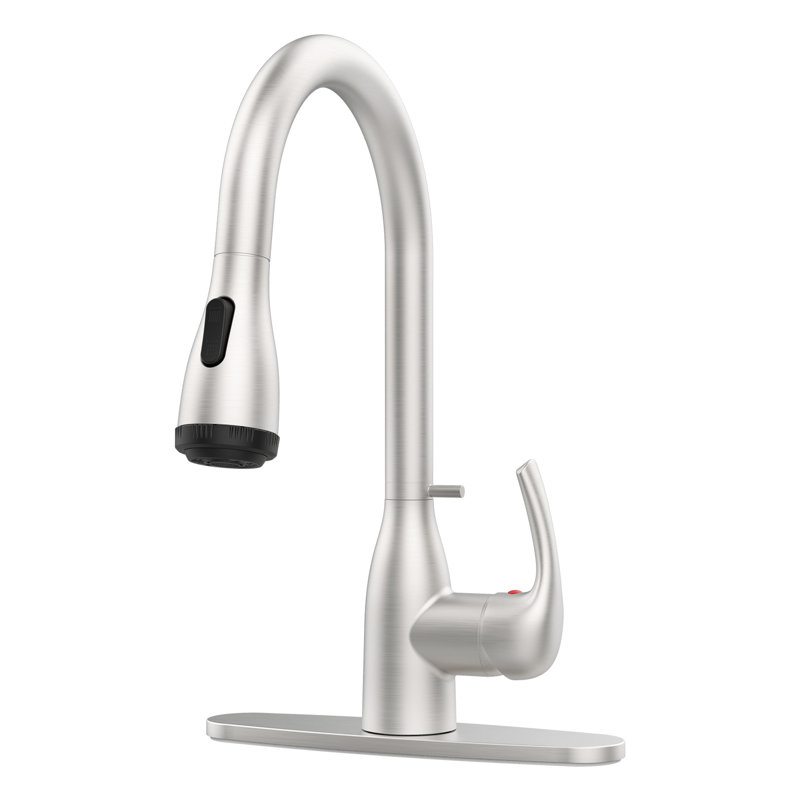 Brushed Nickel Kitchen Faucet With Pull-Down , 4 Spray Modes, Locking Buckle, Scratch Rust- For Rv Bar Sinks, 1.8Gpm Flow, 360 Rotatable Head, Simple Setup Procedure Stainless Steel Faucet, Finish,