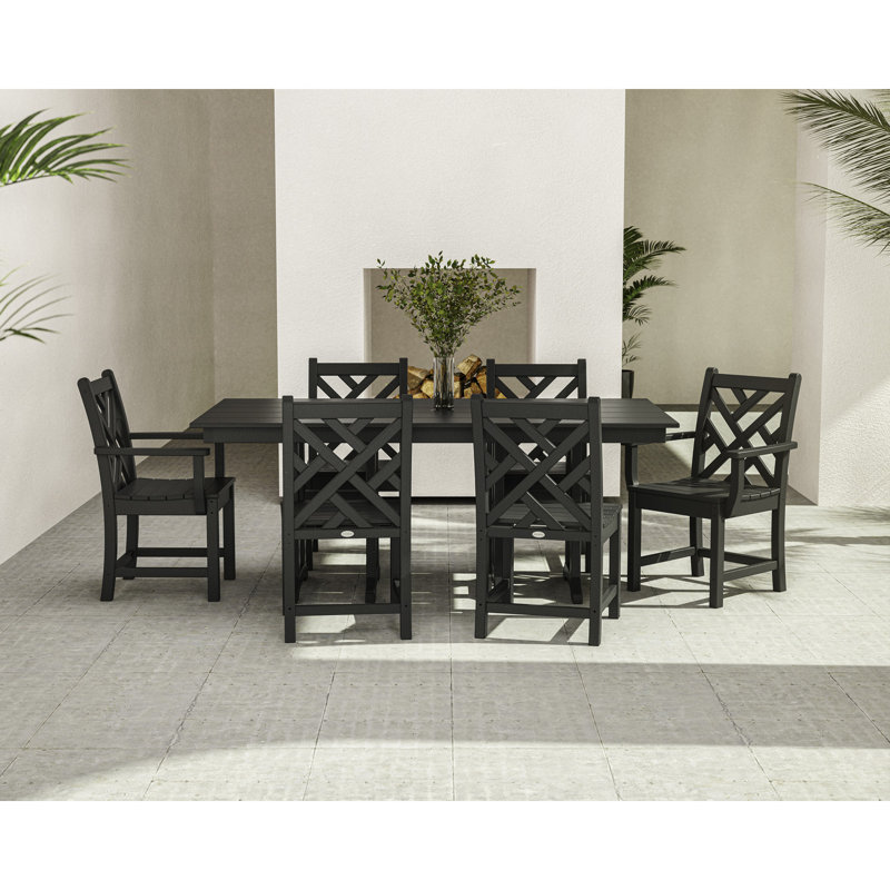 Chippendale 7-Piece Farmhouse Dining Set, Black