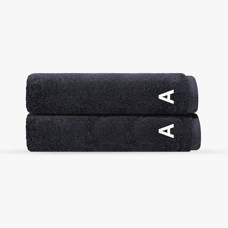 Monogrammed Cloer 2 pcs Turkish Bath Sheet Towels Set, A, Anthracite, Bath Sheets  - 2 Pack