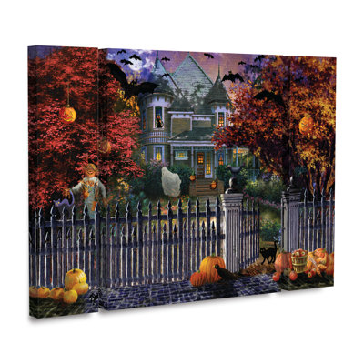 Ensemble de 3 panneaux d'art Nicky Boehme «Halloween House»