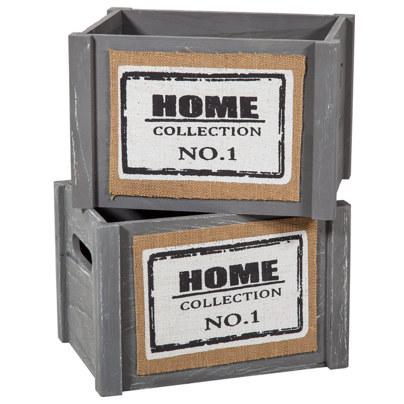 Wood Laundry Set with Handles, Grey
