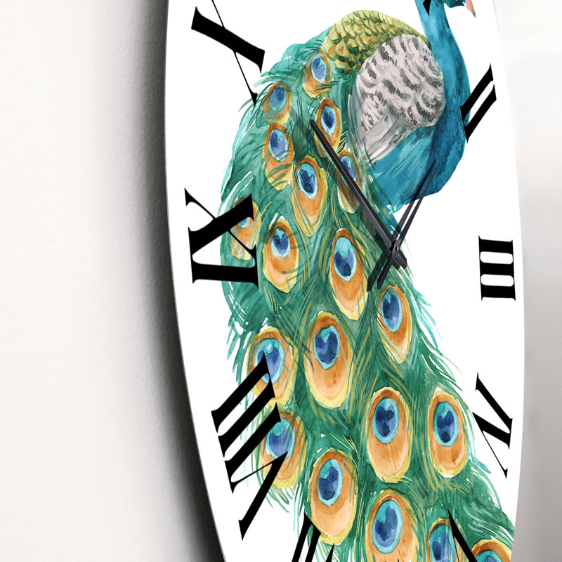 Horloge murale traditionnelle vibrante bleu jaune et vert, Petit