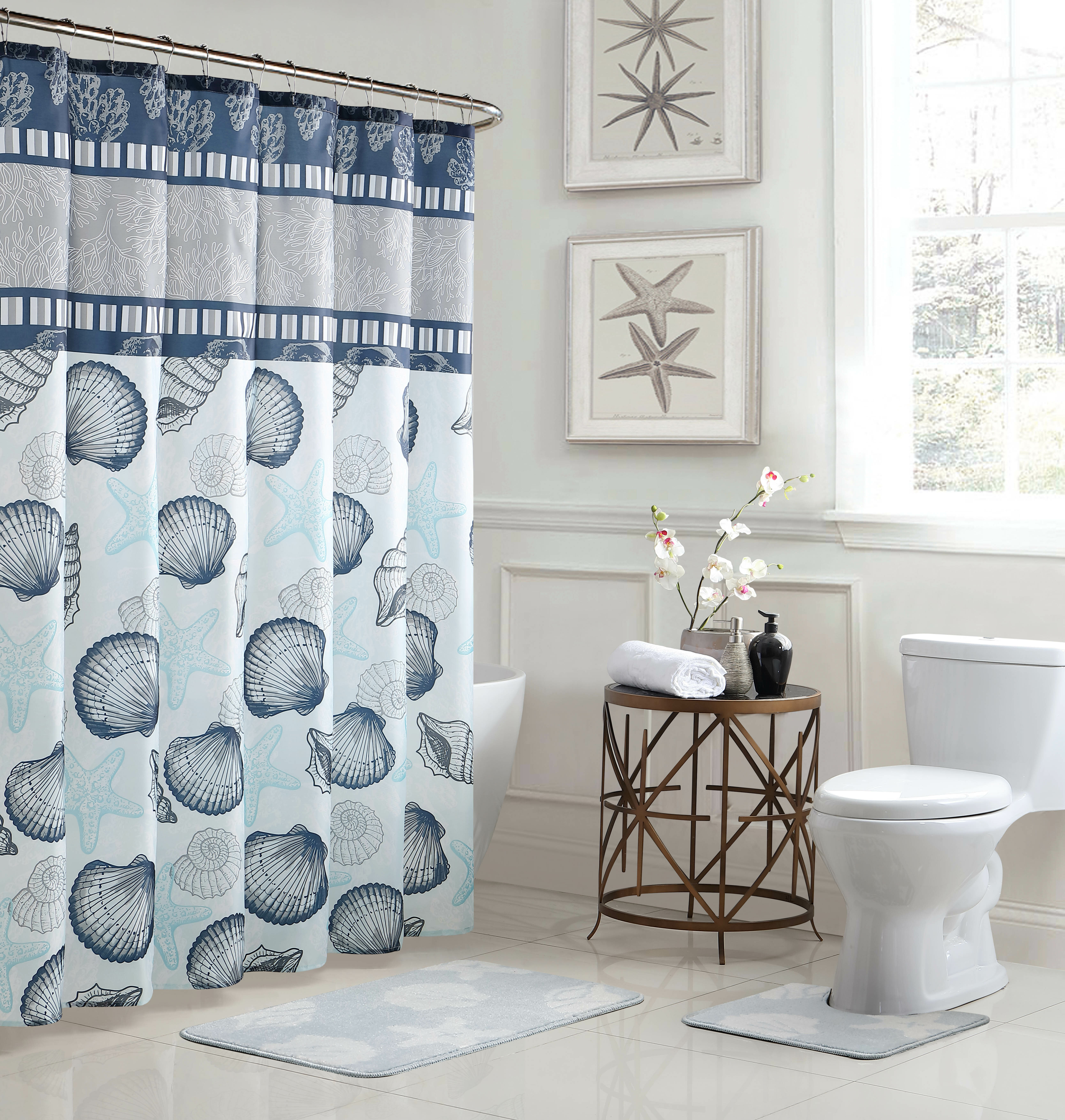 Bath Fusion Island Sea Shells Shower Curtain with Hooks Included & Reviews
