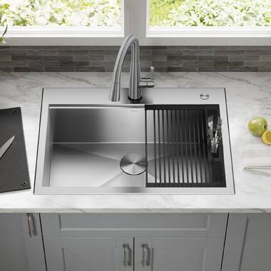 Delta Rivet™ 36 L Workstation Farmhouse Apron Front Kitchen Sink  Undermount 16 Gauge Stainless Steel Single Bowl