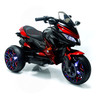 Kids Motorcycle Ride-On Motorcycle 3-Wheels Battery Powered Motorbike  Rechargeable 12 V Kids  Ride On Toy With PU Seat Training  Wheels/Manual Throttle/ Drive By Hand /Lighting  Wheels