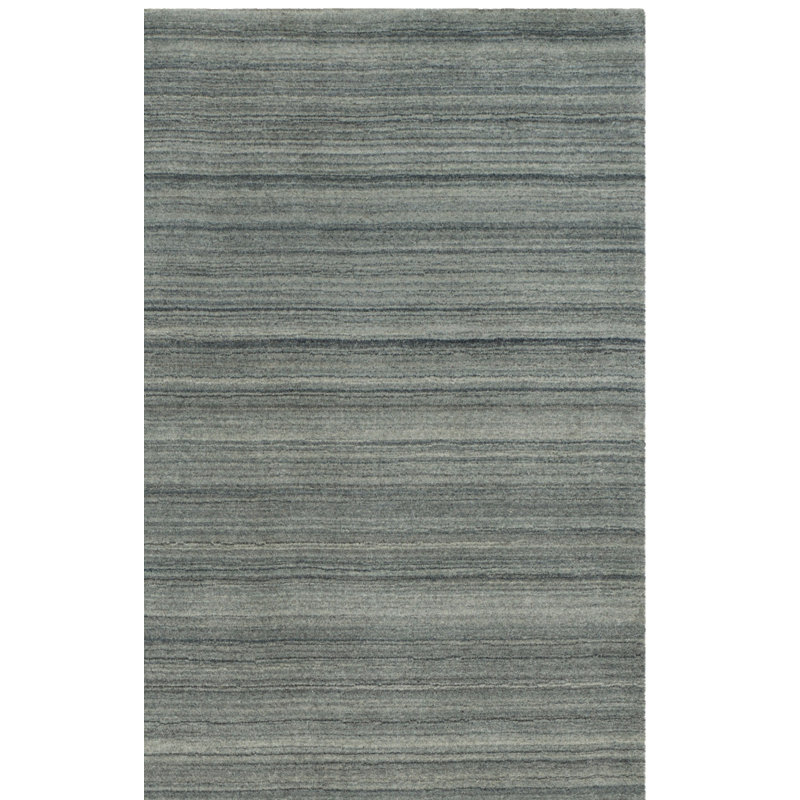 Thendara Hand Loomed Wool/Cotton Solid Color Rug in Slate/Blue, Rectangle 9' x 12'