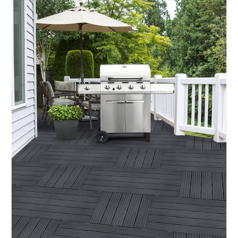 30 cm x 30 cm Composite Interlocking Deck Tile, Dark Grey