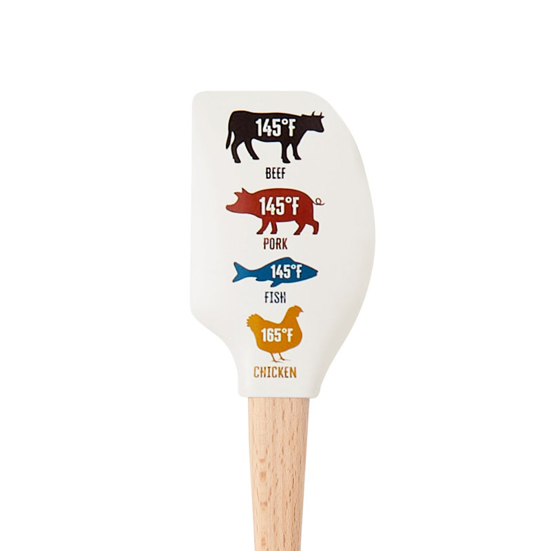 Tovolo Spatulart Meat Temperatures Silicone Spatula with Wood Handle