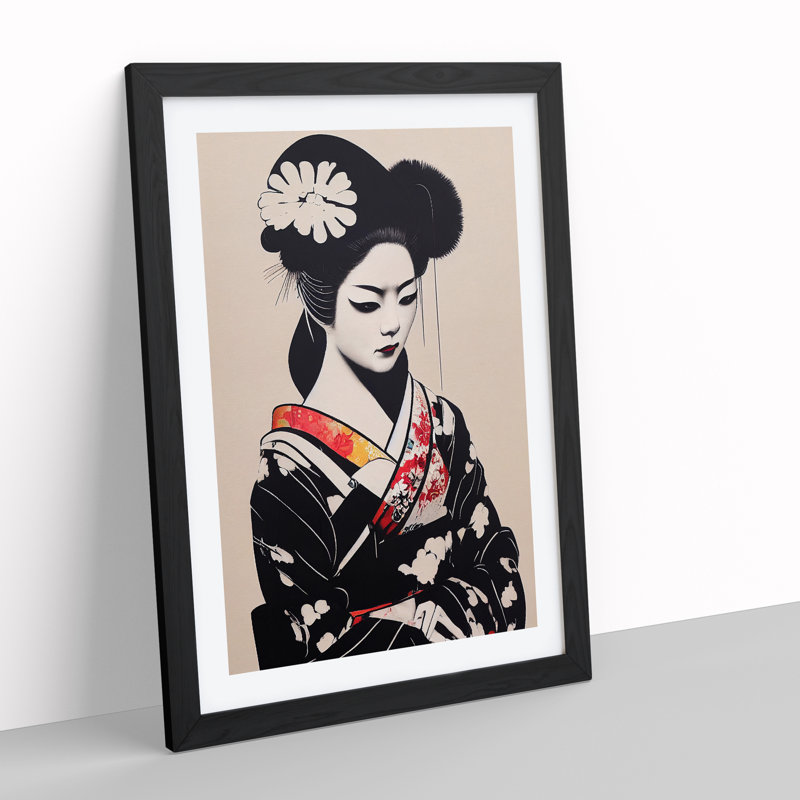 Contemporary Geisha No.2 1 Piece Single Picture Frame Wall Art, 34cm H x 25cm W x 2cm D, Black