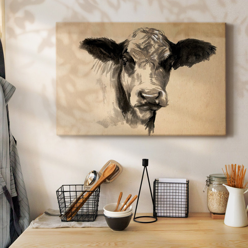 «Charcoal Cow II», toile tendue avec châssis, H 18 po x l 27 po