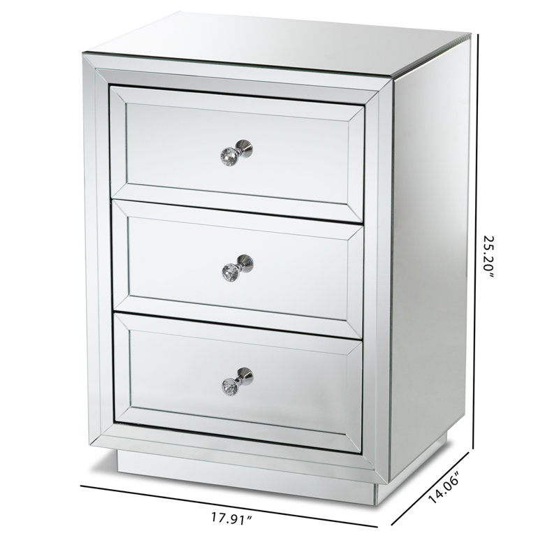 Issabel 3-Drawer Nightstand in Modern and contemporary Style, 25.2'' H X 17.91'' W X 14.06'' D