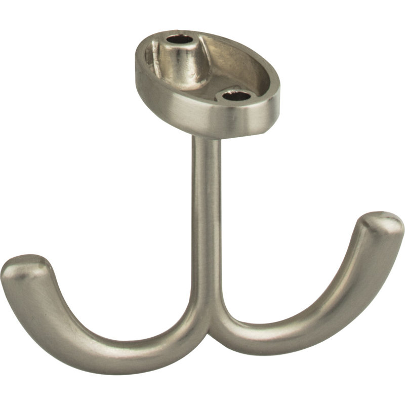 Double Zinc Ceiling Wall Mounted Robe Hook, Satin Nickel