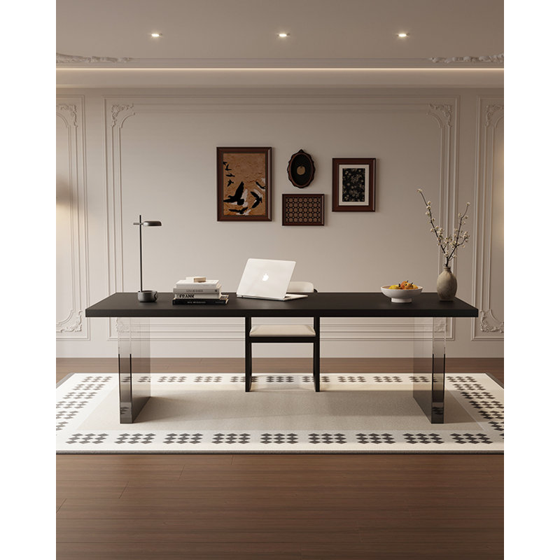 Bureau noir en bois massif, H 29,53 po x l 78,74 po x P 31,5 po