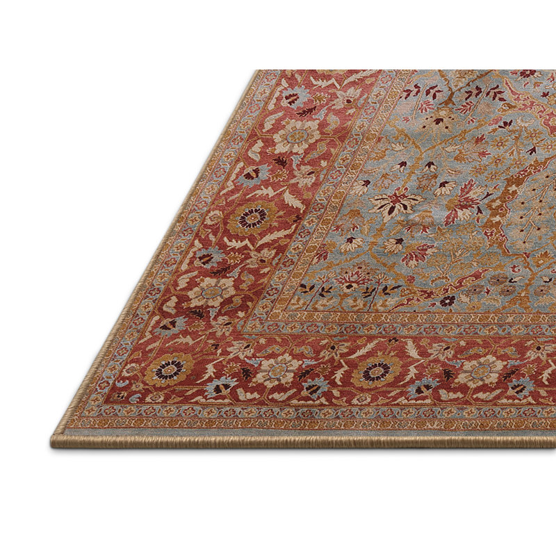 Tapis oriental rouge / bleu Kersam, Rectangle 2 pi x 3 pi