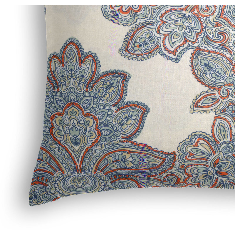 Baroque Square Pillow Cover & Insert, 20" x 20", Coral/Blue