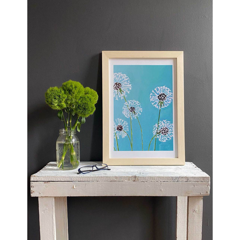 Dandelions On Aqua Painting by Jessica Hollander, 11" H x 8.5" W x 0.1" D