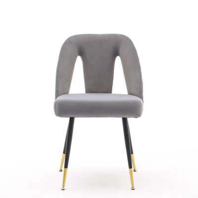 A&A Furniture,Akoya Collection Modern | Contemporary Velvet Upholstered Dining Chair With Nailheads And Gold Tipped Black Metal Legs, ,Set Of 2