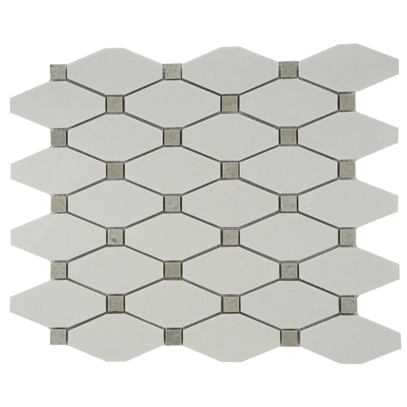 Carreau de mosaïque en pierre naturelle Chevy, Gris / Blanc