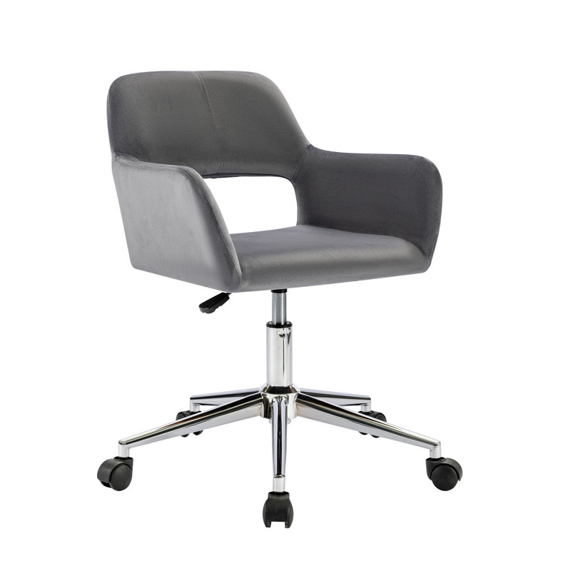 Chaise de bureau en velours Kai, Gris foncé