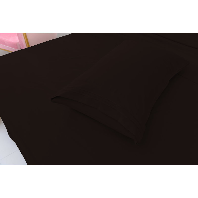 Ensemble de draps 1800 en rayonne de bambou, Marron foncé, Grand