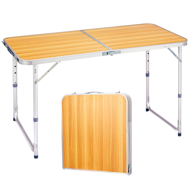 4Ft. Rectangular  Patio Folding Table Aluminum, Brown