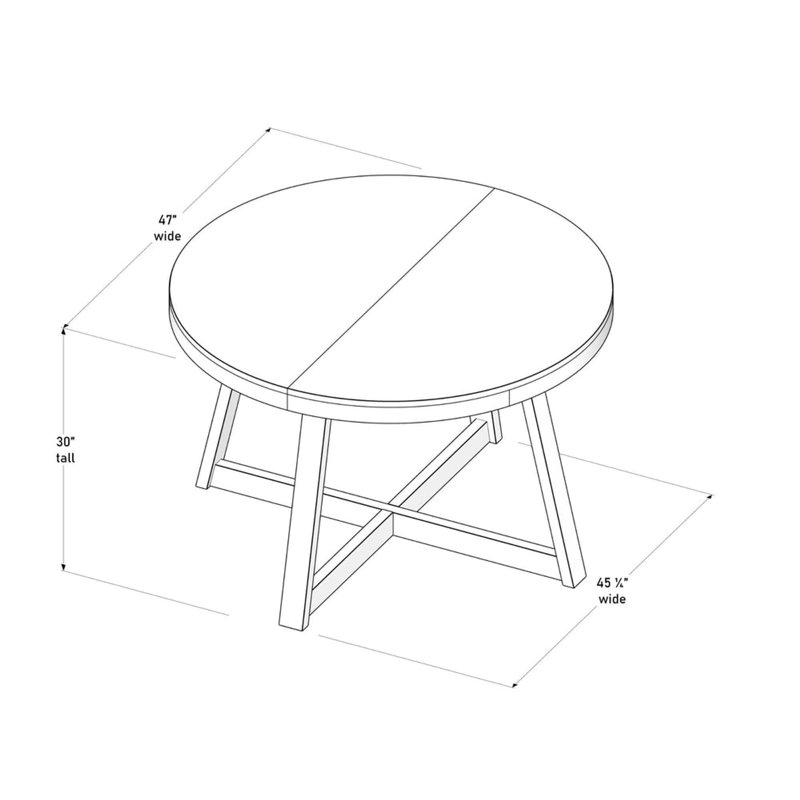 Carlesha Solid Pine Wood Round Dining Table, Black Wirebrush