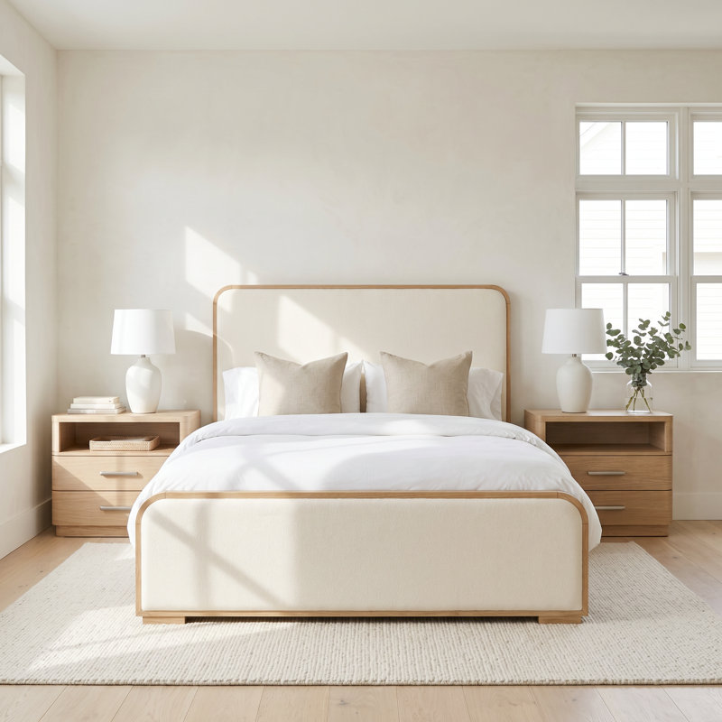 Ensemble de chambre avec grand lit 3 pièces Fiedler, Trois pièces : lit et deux tables de chevet, Grand lit