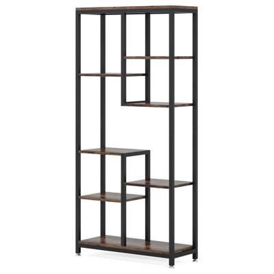 69.2" 6-Tier Rustic Brown Industrial 8-Shelf Etagere Bookcase Storage Display Rack For Living Room, Bedroom