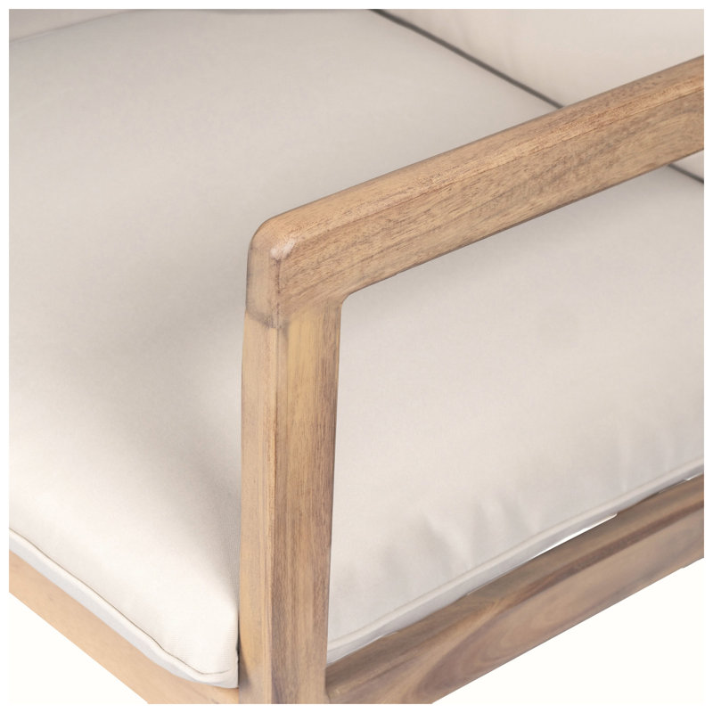 Christopher Knight Home 31.5 W x 27.0 D x 31.25 H Acacia Wood Seating Group with Water-Resistant Cushions