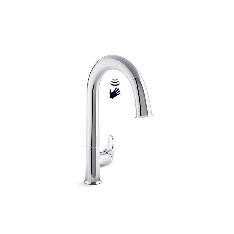 Sensate Pull-Down Touchless Single Handle Kitchen Faucet, Polished Chrome