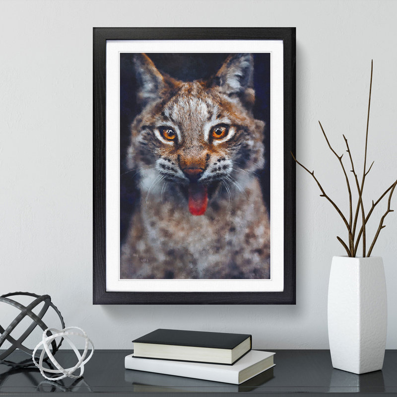 Lynx Cat - Picture Frame Graphic Art, Black Framed, 65cm H x 48cm W x 2cm D