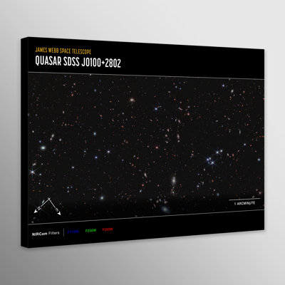 NASA James Webb Telescope - Quasar J0100+2802 Compass 1 Piece Wrapped Canvas and Closed Corner Frame Wall Art