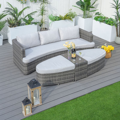 Siège à lattes avec coussin et table 88,98 po Darsh