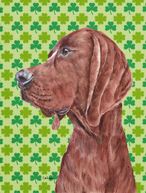Drapeau de jardin à 2 côtés st. patrick day trèfle, Coonhound (brun)