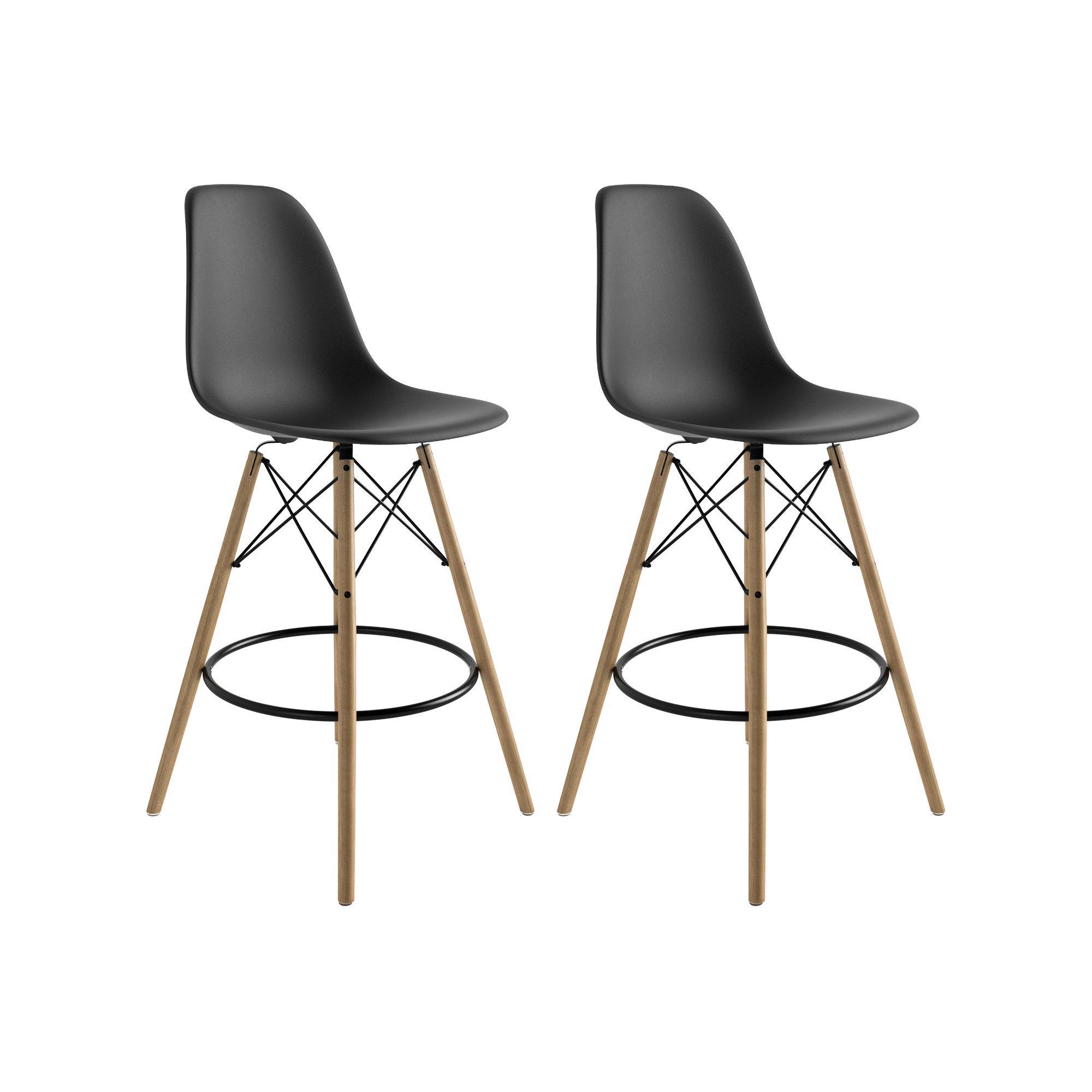 Jordan Bar & Counter Stool, Counter Stool (26" Seat Height), Black/Natural