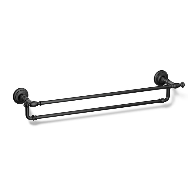 Artifacts® Double 24" Wall Mounted Towel Bar, Matte Black