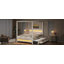 Grand lit plateforme à baldaquin tapissier avec lumières DEL, lit gigogne simple, 3 tiroirs de rangement, tête de lit
