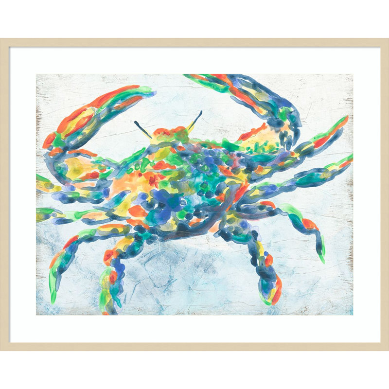 «Rainbow Crab II» par June Erica Vess, reproduction d'art encadrée sur bois, H 33 po x l 41 po