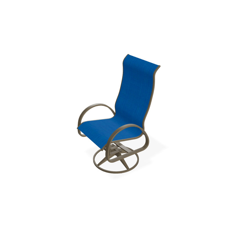 Fauteuil de patio pivotant Hiraku, Bois de plage texturé, Bleu pacifique 28D