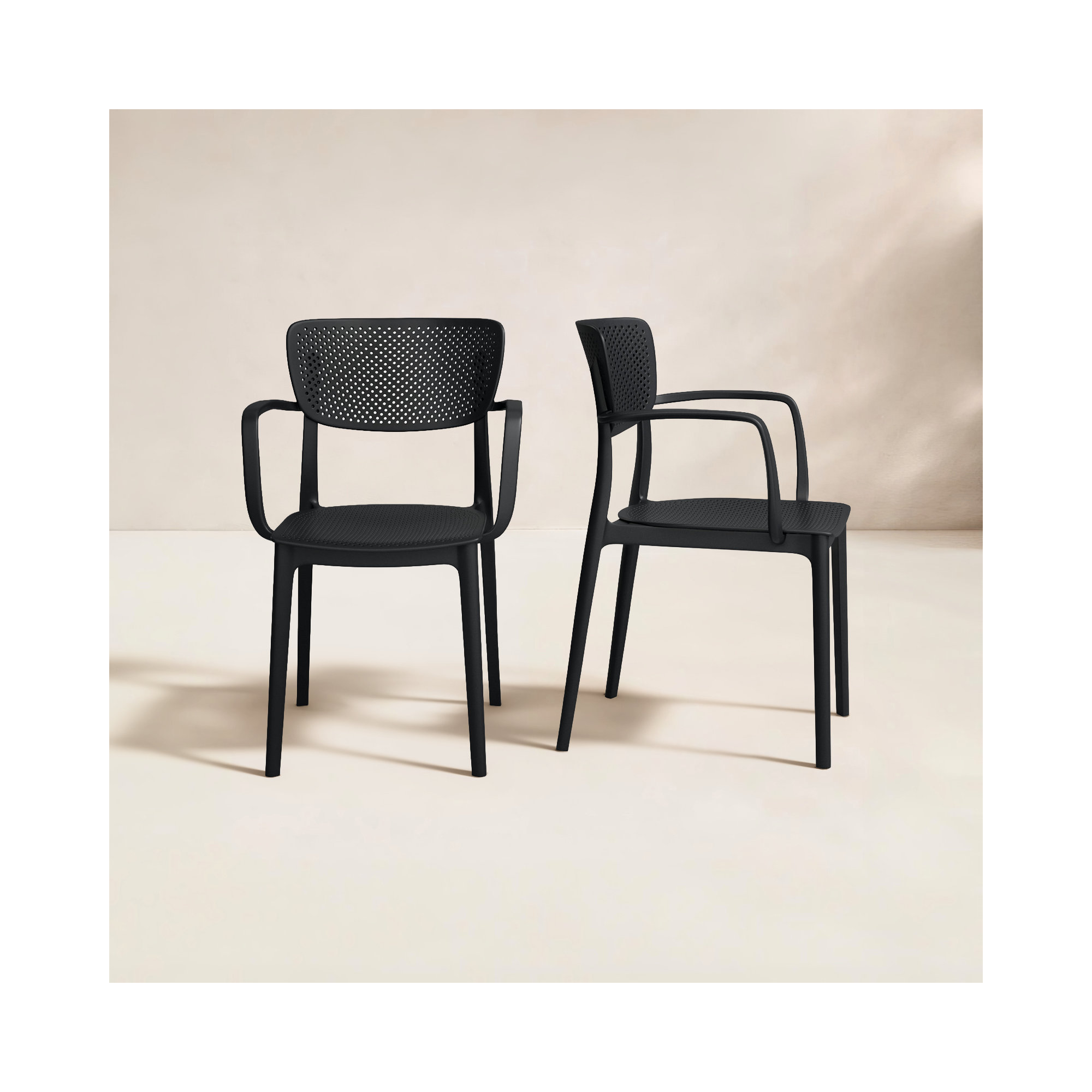 Farrah Stacking Patio Dining Armchair, Black