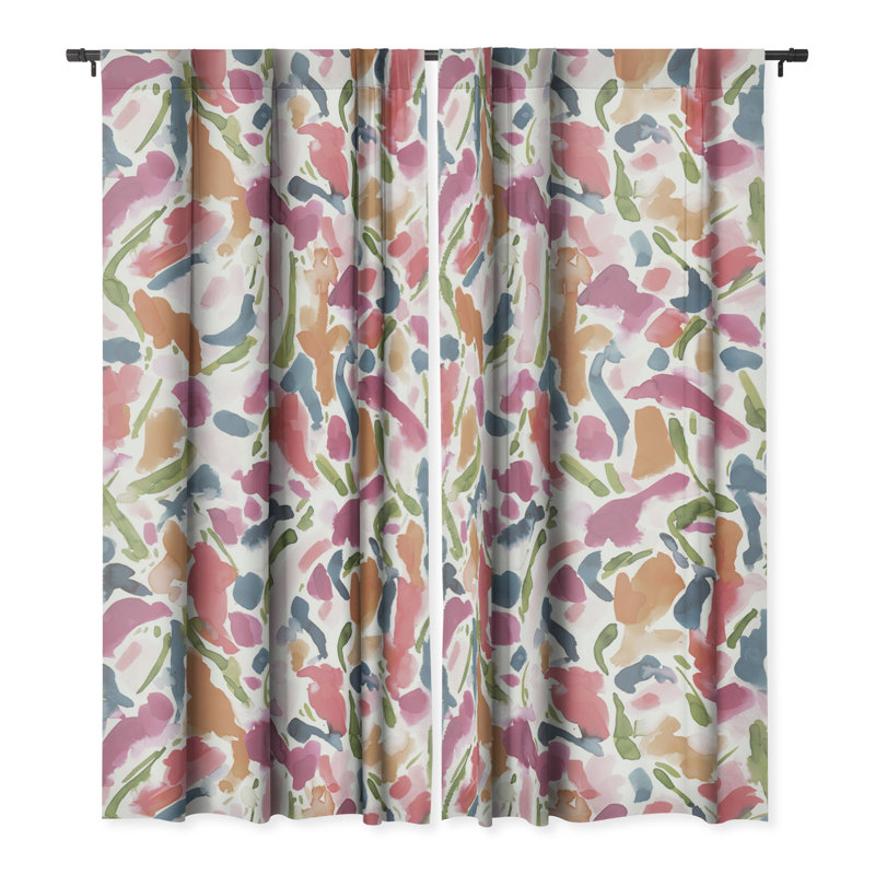 Jacqueline Maldonado Synthesis Raspberry 1pc Blackout Window Curtain Panel, 50" W x 108" L